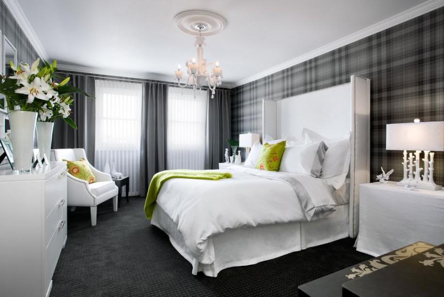 Wonderful-Bedroom-Interior-Design-Lime-Green-and-Grey-Bedroom-Beautiful-Chandelier-915x613