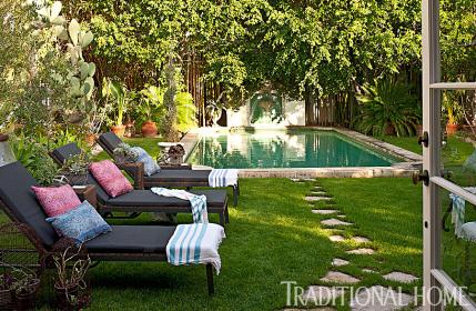 trad home backyard with pool