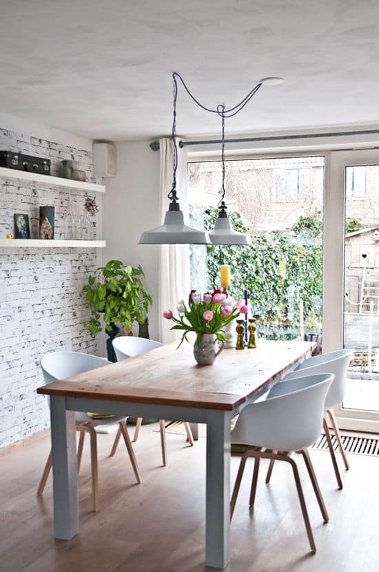 rustic and white dining room