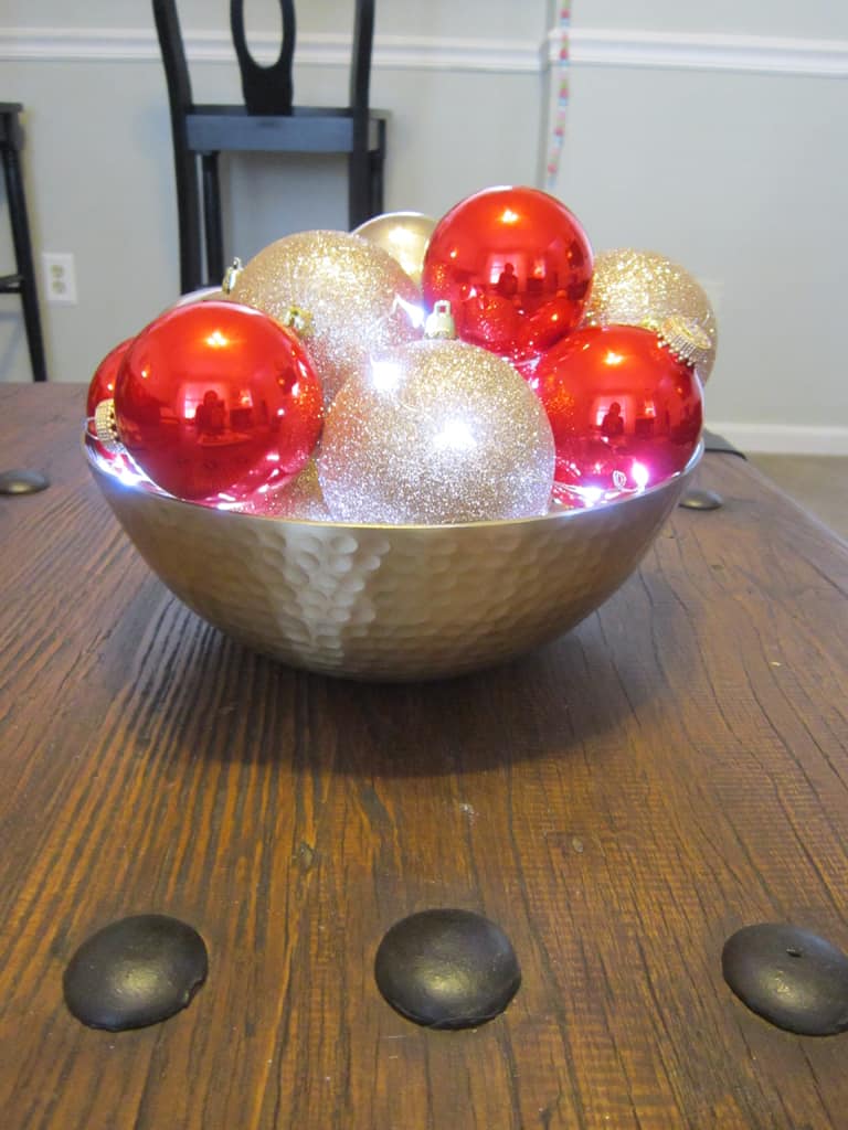 bowl with ornaments and lights