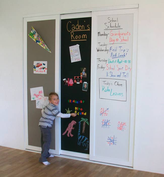 Magnetic-Chalkboard-Dry-Erase-Chalkboard-Sliding-Closet-Doors - Closet door ideas