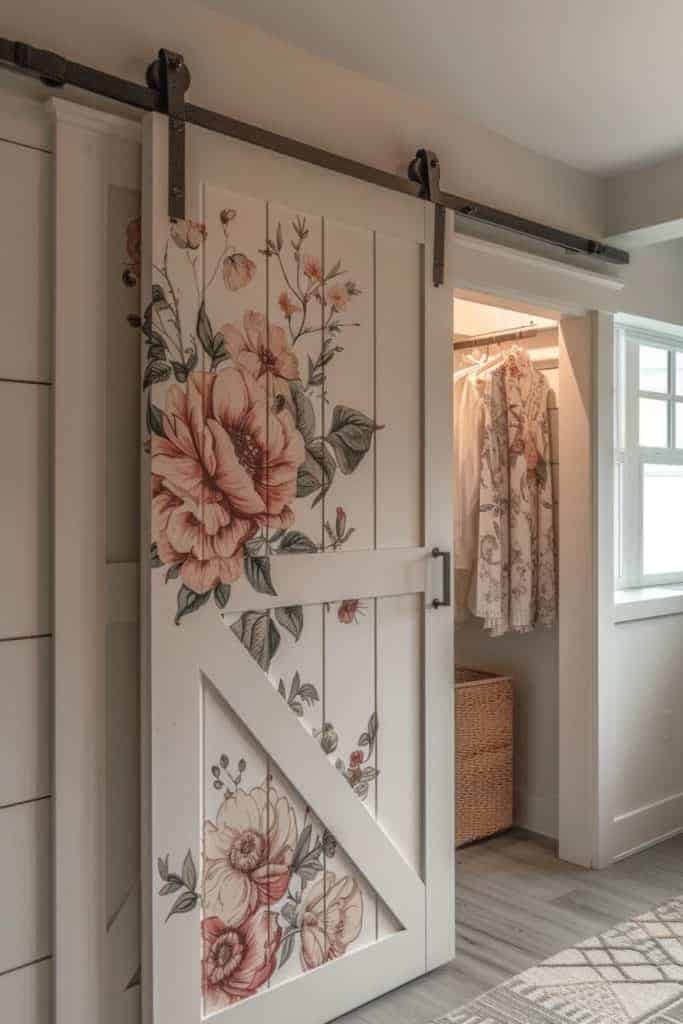 floral transfer on closet door