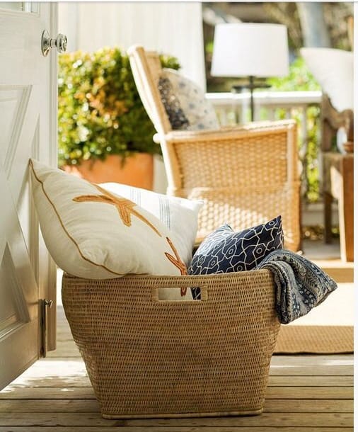 Basket for pillows and throws