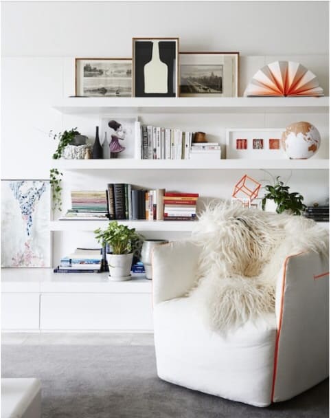 Chair with sheepskin rug