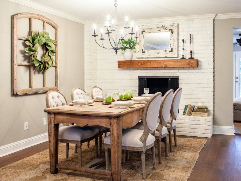 fixer upper kitchen table with metal chair