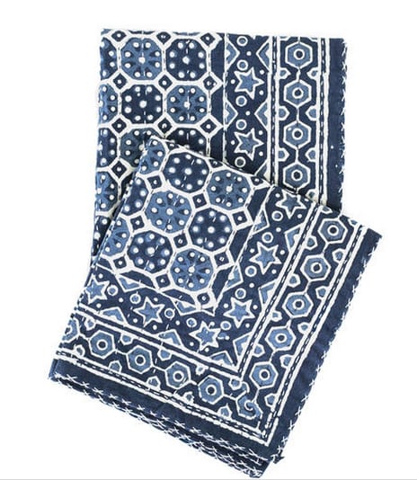 navy patterned throw