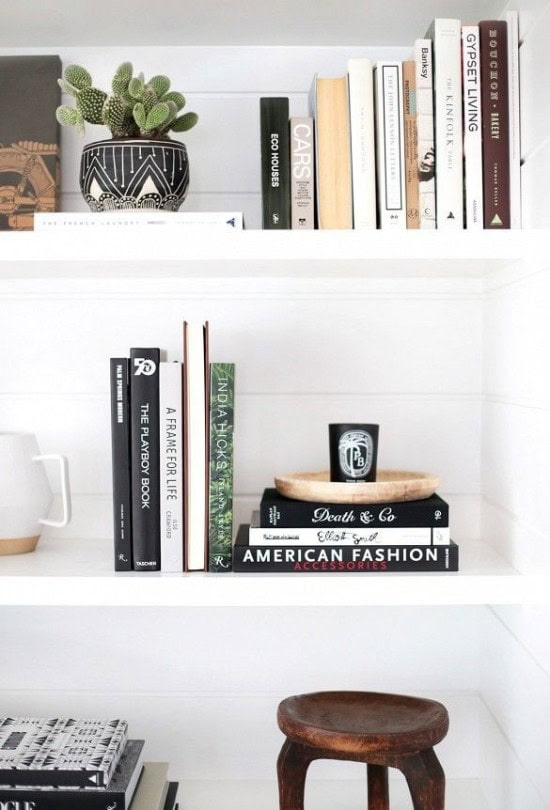 shelf styling with books