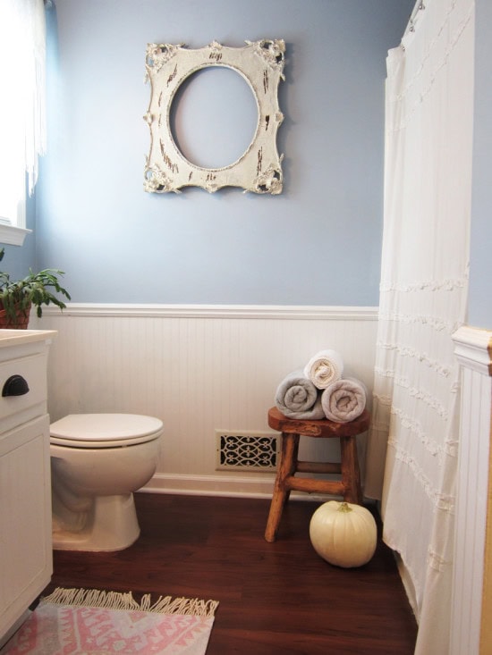 white pumpkin in the bathroom