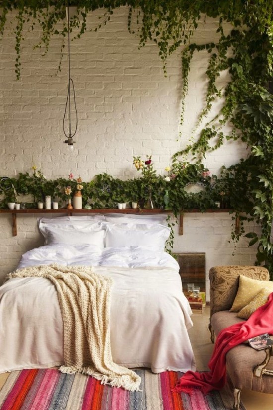 bedroom with greenery