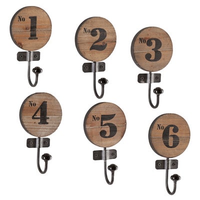 rustic numbered wall hooks