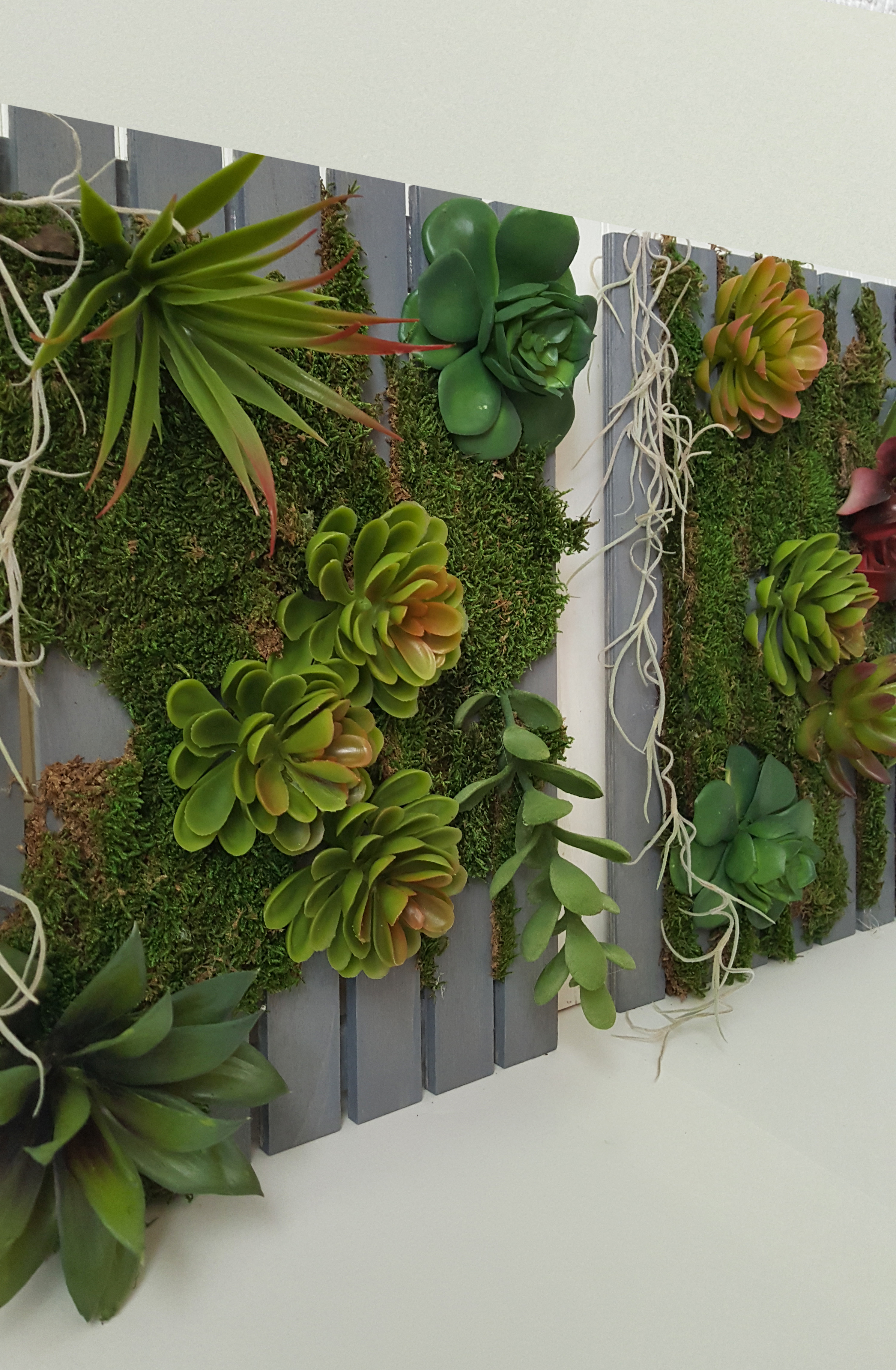 Green Artificial Succulents Plants Wall Hanging For Home Garden