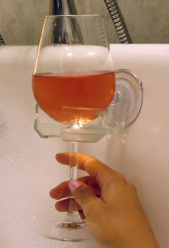 wine glass holder for bathtub sip caddy