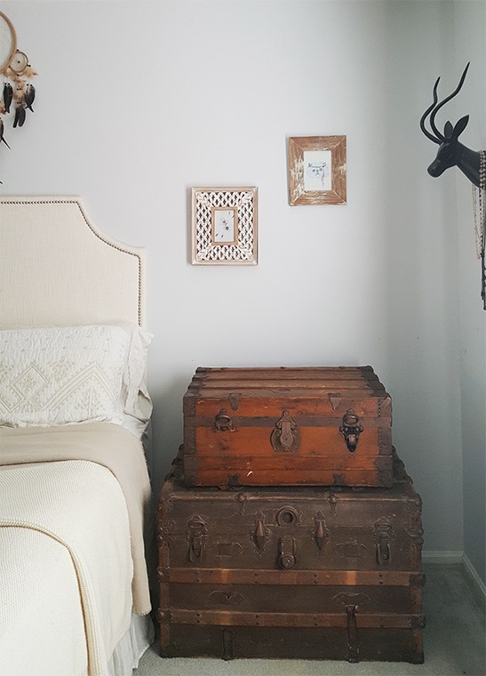 Antique Steamer Trunk Nightstand