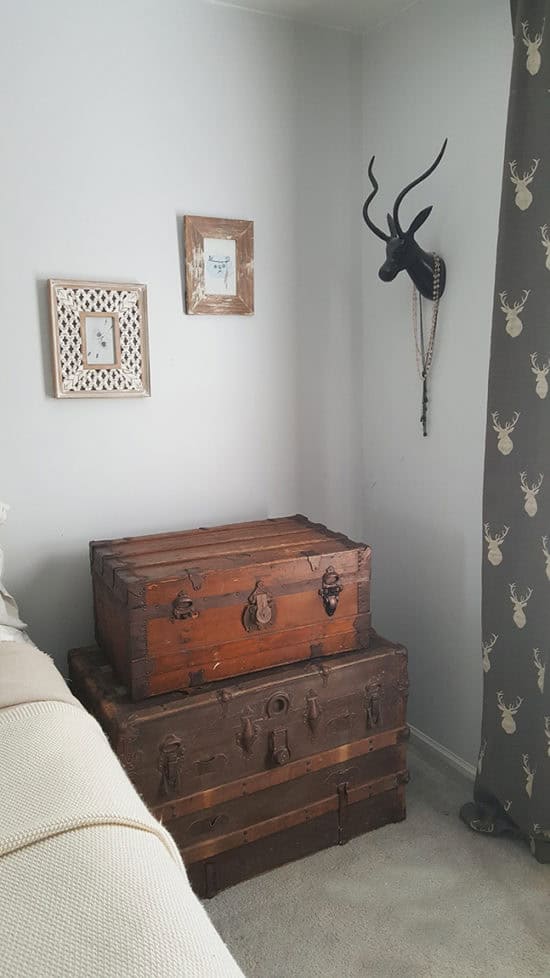 stacked steamer trunk nightstand