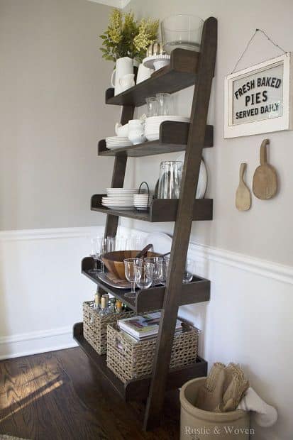 Kitchen store ladder shelf