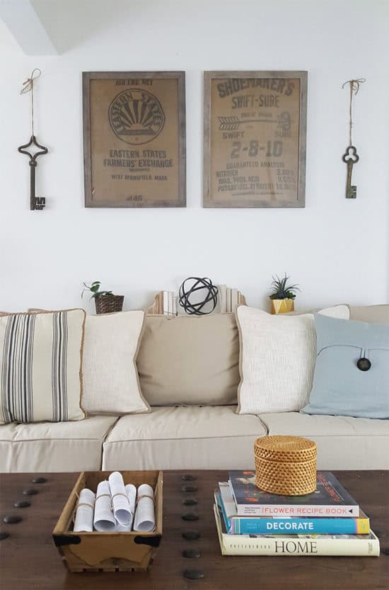 DIY Wall Art Ideas - Framed Burlap - The Honeycomb Home