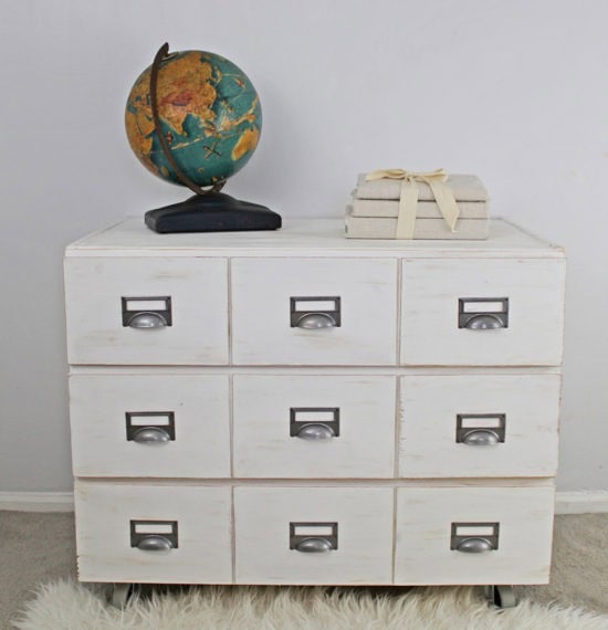 3-drawer ikea chest turned into a diy card catalog