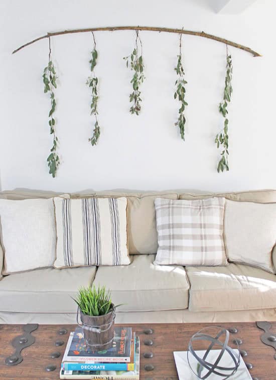 DIY Budget Friendly Wall Decor Branch and Eucalyptus