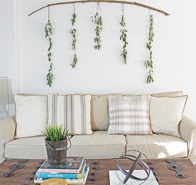 DIY Wall Decor - Eucalyptus Branch - The Honeycomb Home