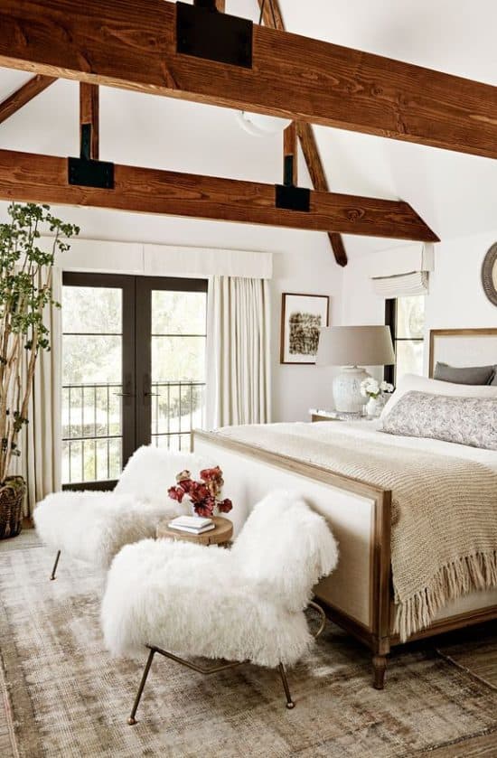 neutral warm white bedroom