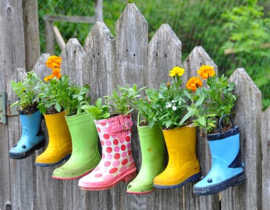 rain boots and spring flowers