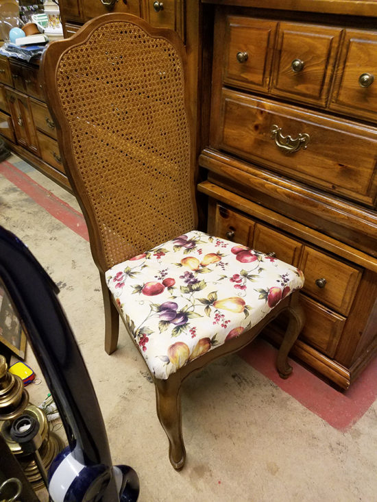 thrifted cane back chair before
