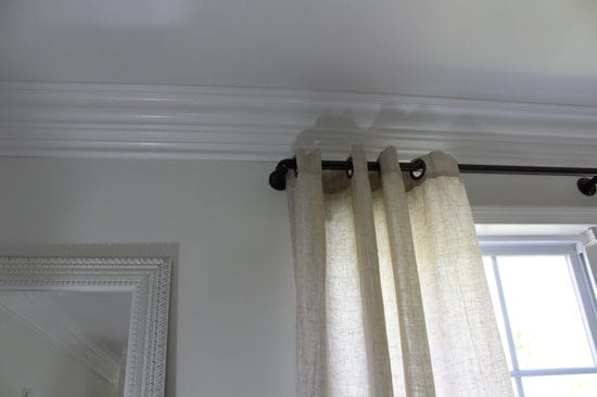 one room challenge bedroom makeover industrial pipe curtain rod