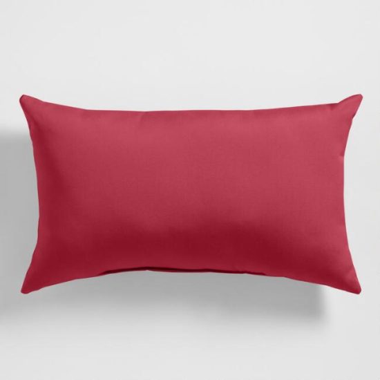 red lumbar outdoor pillow