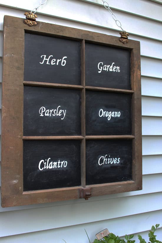 DIY Herb Garden Sign from an old window