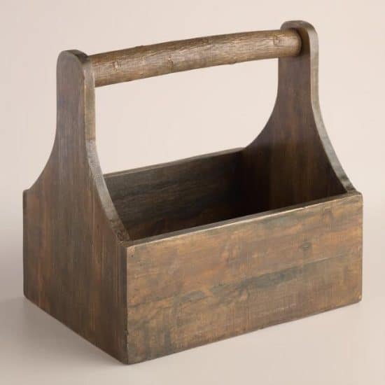 World Market wooden tool caddy