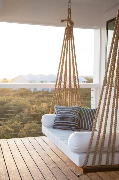 porch swing with jute rope hangers