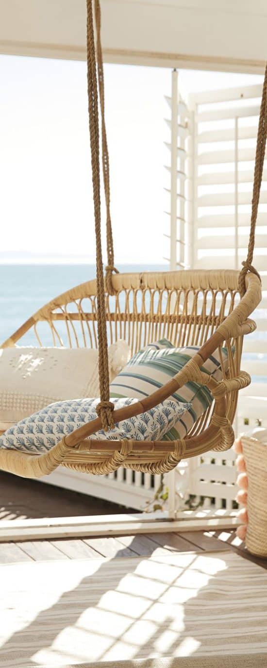 porch swing with beach view