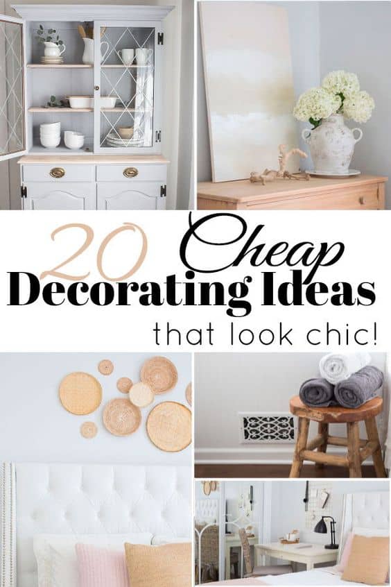 Decorating your home doesn't have to break the bank! These 20 cheap decorating ideas that look chic will prove to you it can be beautiful on a budget!