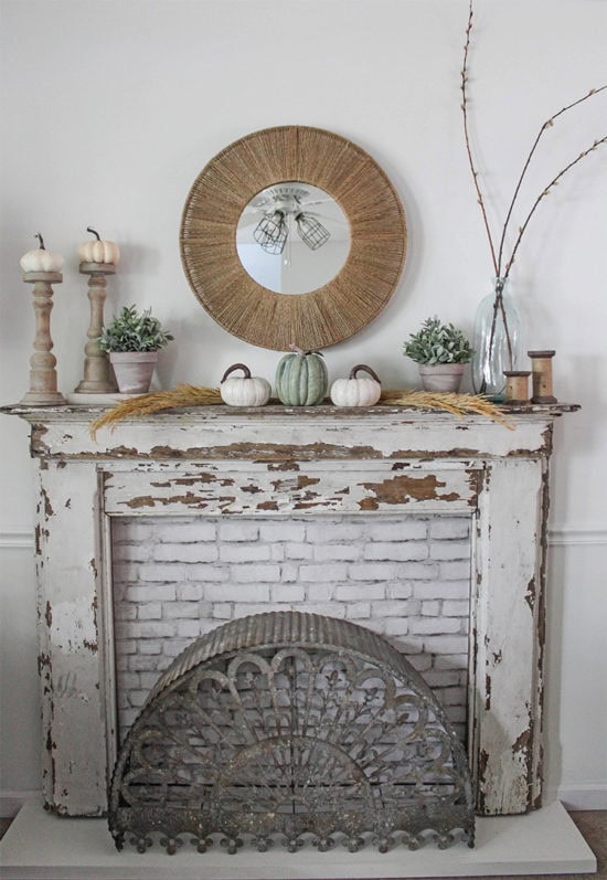 rustic fall mantel, fall decorations, fall home decor tour