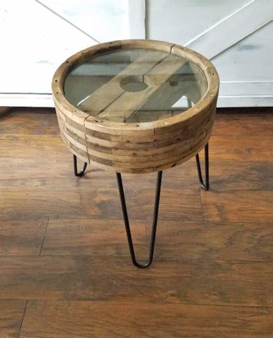 DIY Small Side Table from a wheel upcycle