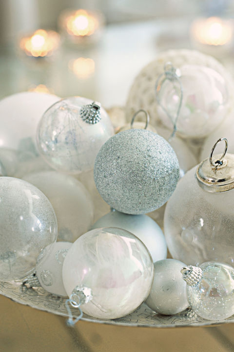 bowl full of ornaments for Christmas