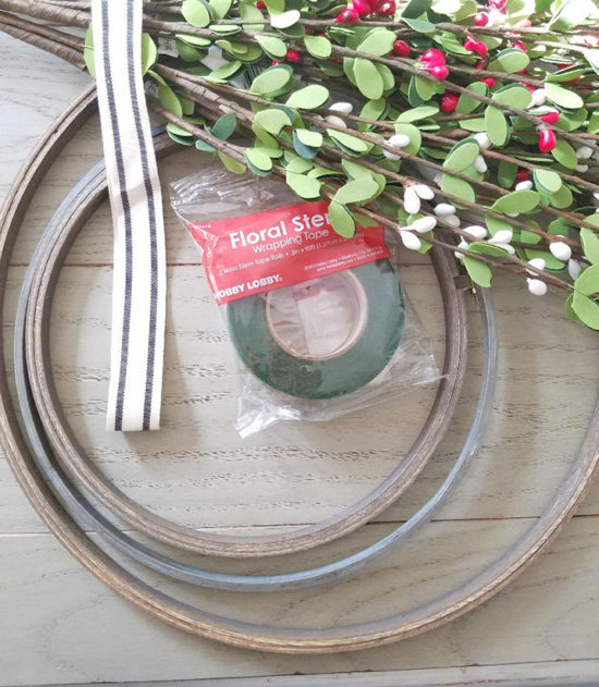 How to wrap a wreath hoop with florist tape 