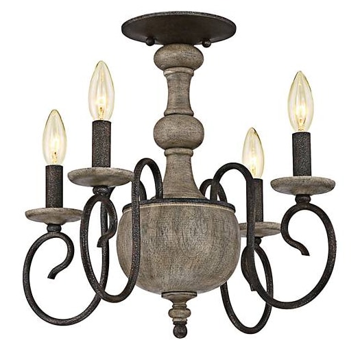 rustic flush mount chandelier with candles