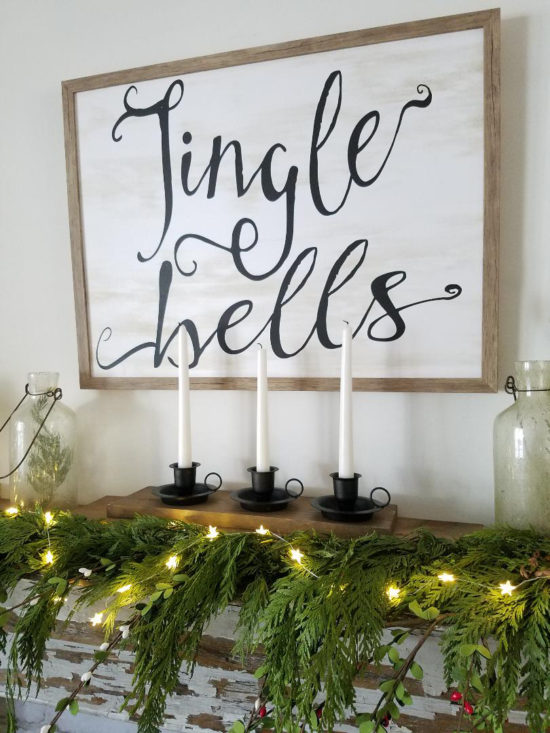 Christmas mantel jingle bells sign