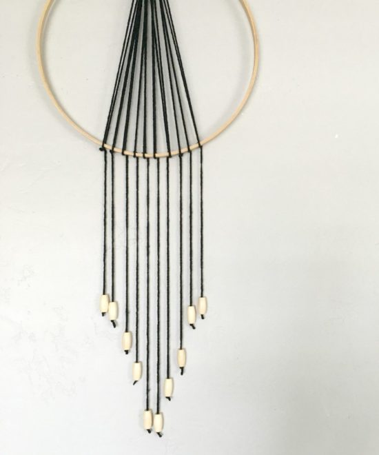 modern diy wall decor, wooden hoop embroidery hoop art