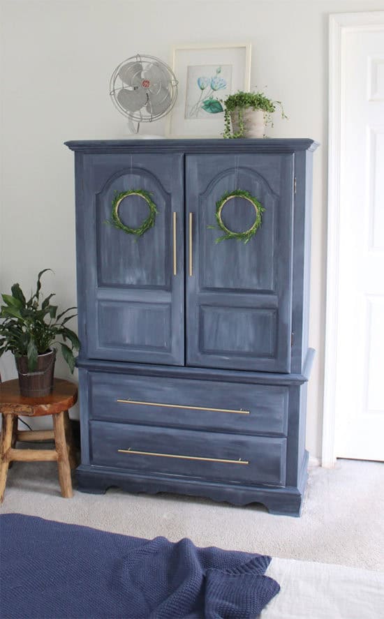 blue painted furniture with fusion mineral paint in blue before and after furniture makeovers, armoire