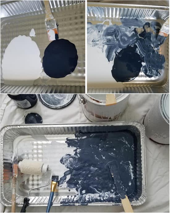 mixing paint colors for a stippled effect, painted furniture