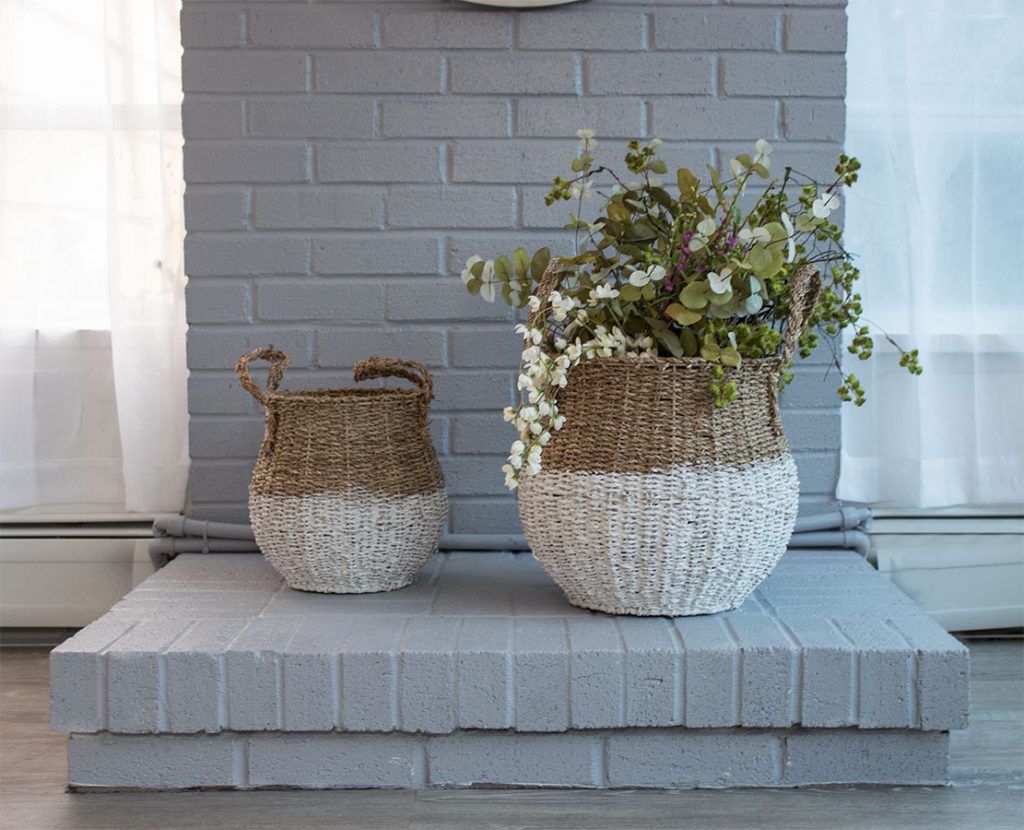 Ideas-for-updating-old-brick,-love-this-fireplace-makeover-with-gray-painted-bricks