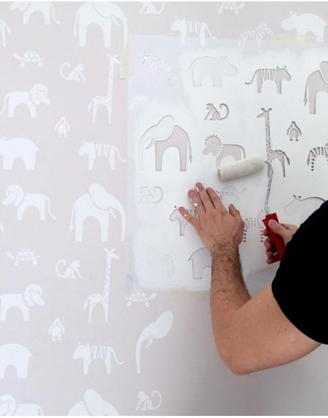 zoo patterned wall stencils