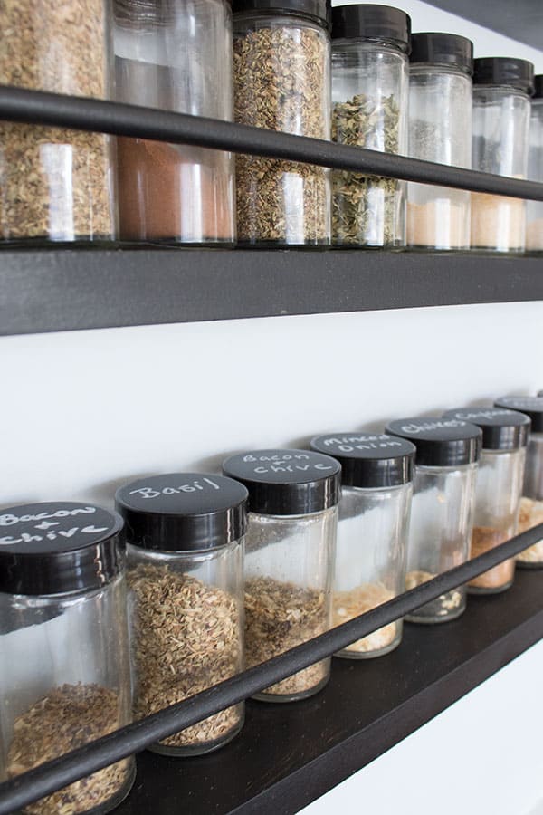 spice rack and jars