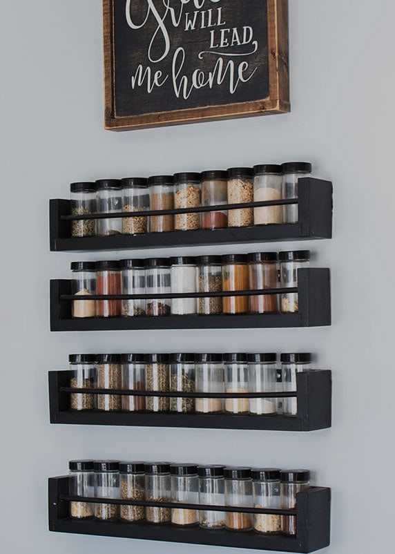Dollhouse Miniature Wood Kitchen Wall Hanging Spice Rack 15 Spice Jars IM65211 
