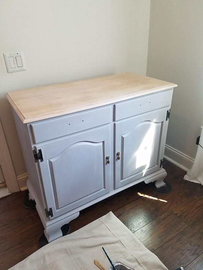 gray and natural hutch makeover