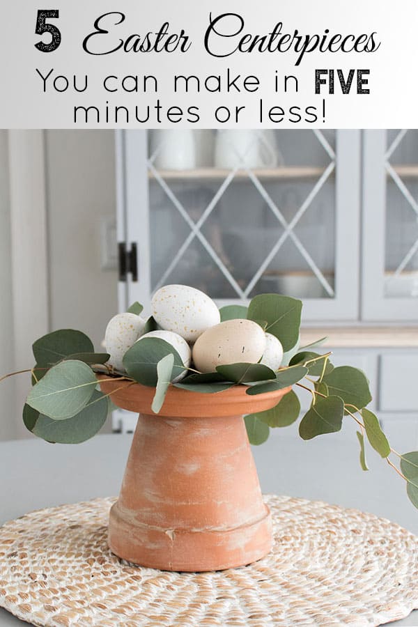 I love these Easter decorating ideas! Make these five easy DIY centerpieces in five minutes or less using things you already have around the house, brilliant!!