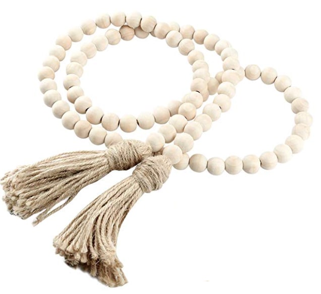 neutral home decor wood beads