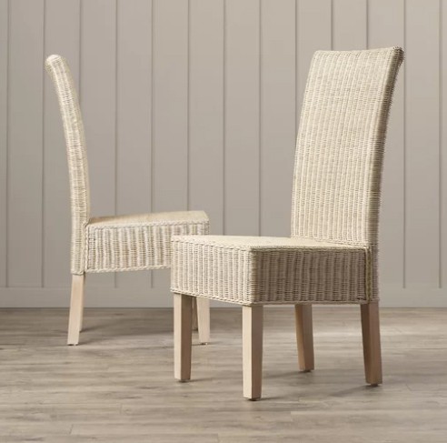 white washed wicker chairs